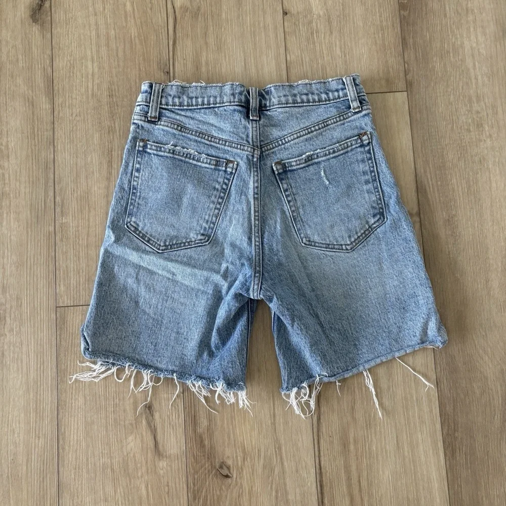 Abercrombie High Rise Distressed Cut Off  Raw Hem Denim Shorts Size 2 26 - Picture 7 of 7